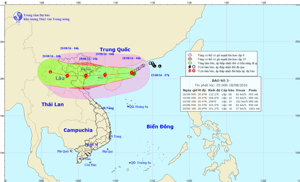 Chùm ảnh đường đi và vị trí tâm bão dự kiến từ ngày 18 - 20/8. (Nguồn: nchmf.gov.vn)