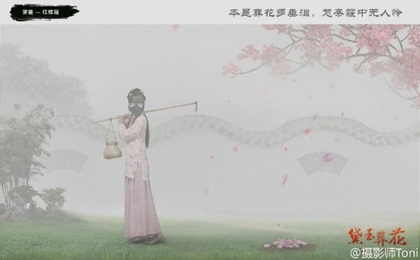 Đại Ngọc mai táng cho hoa (Ảnh: Weibo Toni).