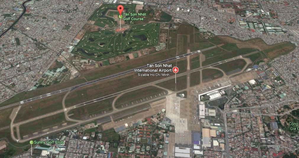 Hình ảnh sân golf bên trong sân bay Tân Sơn Nhất (Ảnh: Google Maps)