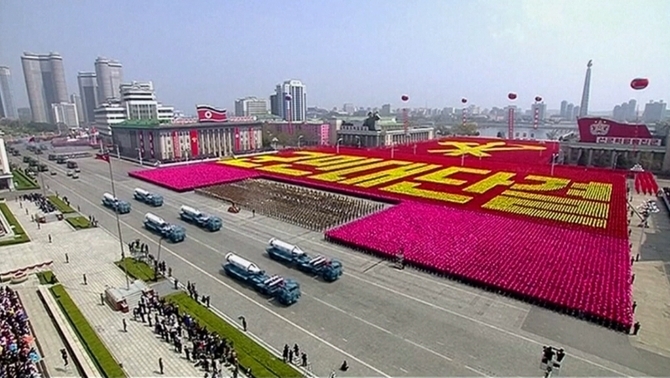 Lễ duyệt binh ở Triều Tiên. (Ảnh: Đài truyền hình trung ương Triều Tiên)