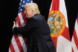 trump hug flag