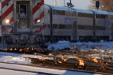 Cảnh tượng dùng lửa đốt nóng đường ray xe lửa ở Chicago