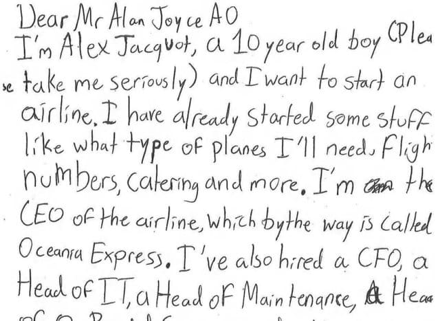CEO Qantas phản hồi cậu bé 10 tuổi muốn mở một hãng hàng không