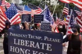 Người biểu tình tập trung gần Lãnh sự quán Mỹ hôm 8/9 để kêu gọi Tổng thống Donald Trump giải phóng Hồng Kông.