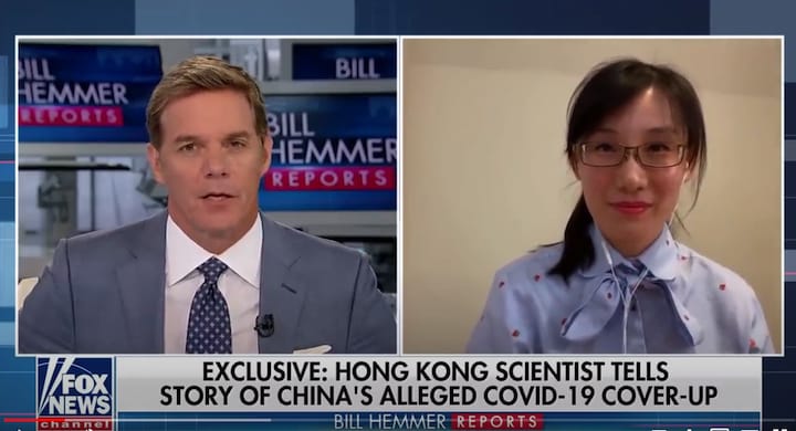Tiến sĩ Li-Meng Yan (phải) trả lời phỏng vấn của Fox News hôm 13/7. (Ảnh cắt từ video)