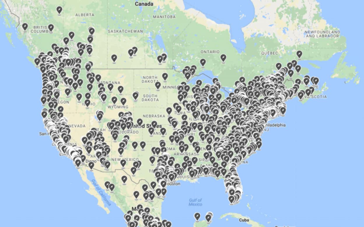 Các trạm sạc điện của Tesla tại Mỹ. (Ảnh: Electrek)