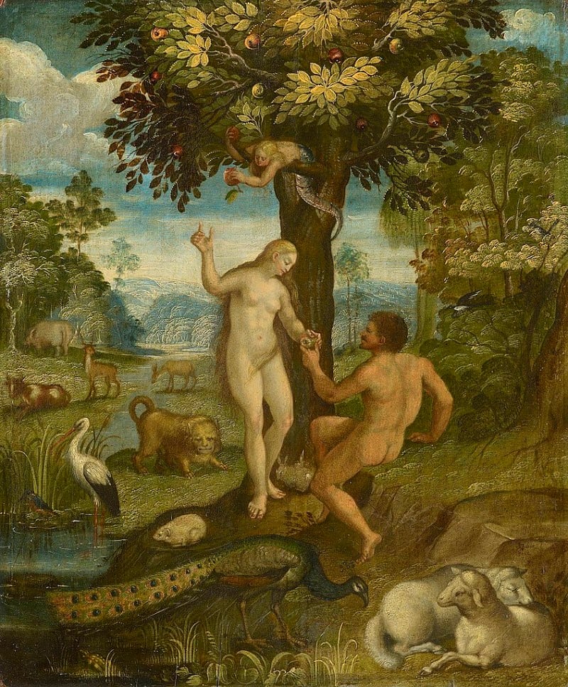 Eva đưa trái táo cho Adam. (Tranh: British Royal Collection, Wikipedia, Public Domain)