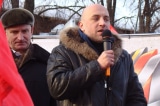 Nikolay Ryabov and Zakhar Prilepin on tribune Nizhny Novgorod rally 4 February 2012