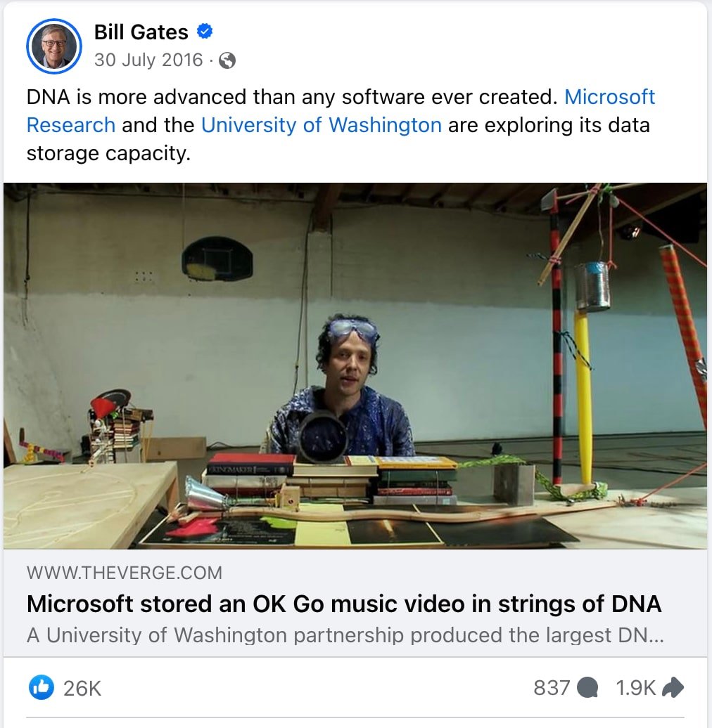 Bài viết của tỷ phú Bill Gates ngày 30/7/2016 trên Facebook cá nhân