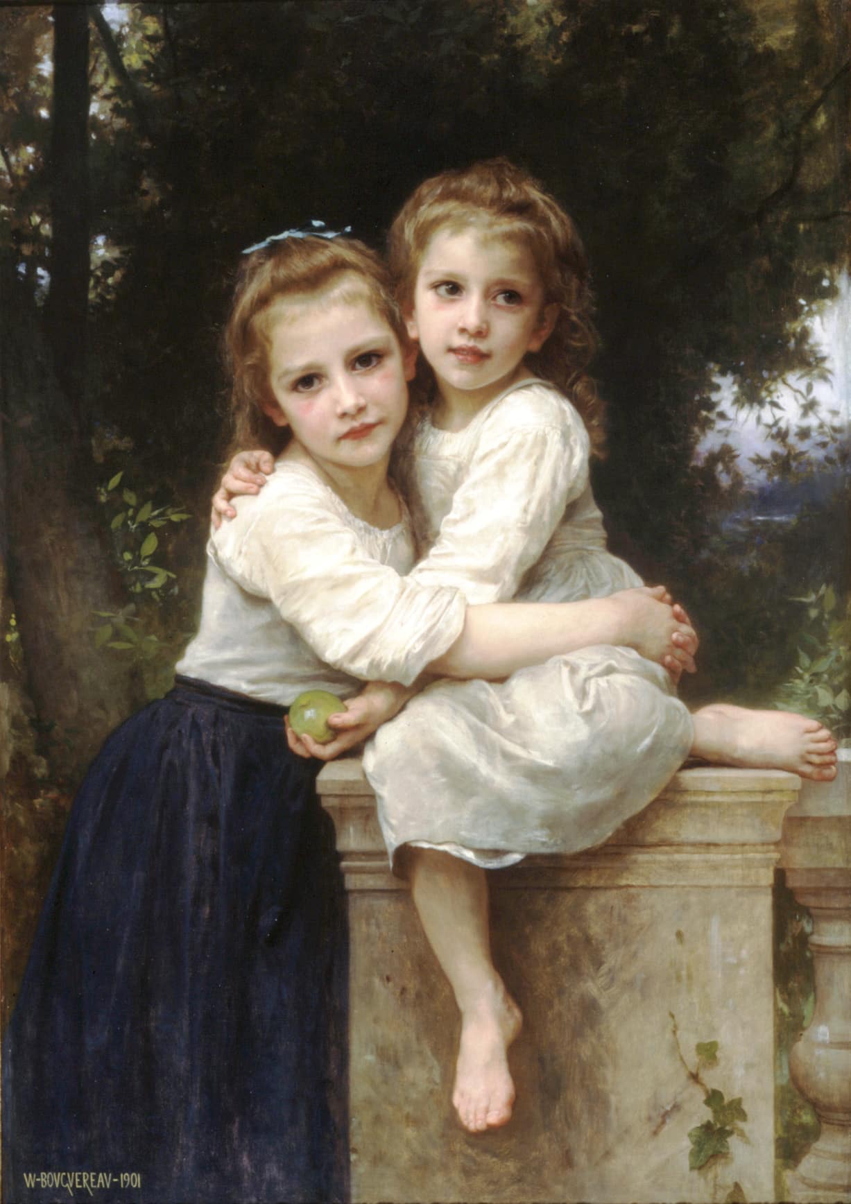 Hai chị em. Tranh của Danh họa William-Adolphe Bouguereau, thời kỳ Tân Cổ Điển.
