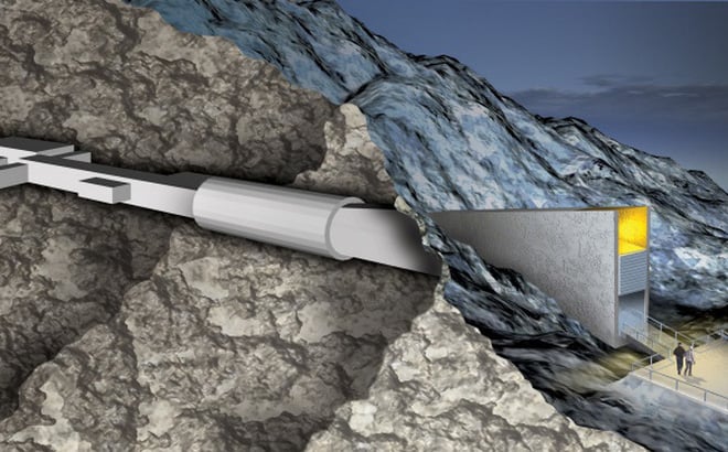 Hình ảnh 3D của hầm hạt giống toàn cầu Svalbard. (Ảnh: Cultures Nordiques.)